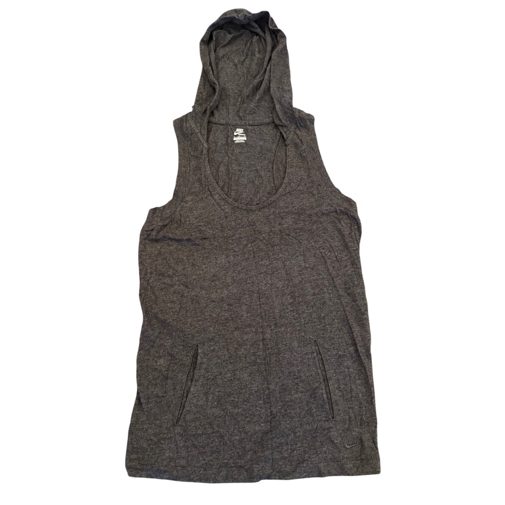 Nike Sportswear Womens Sleeveless Hoodie Charcoal Grey Racerback Tank Top Small